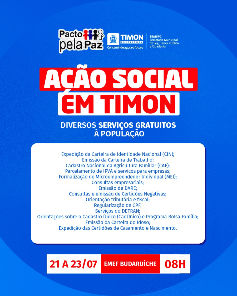 Timon recebe ação do programa Pacto Pela Paz com oferta de serviços gratuitos à população