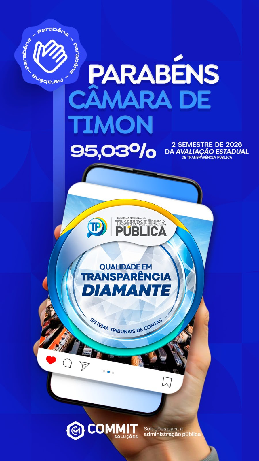 Câmara de Timon conquista Selo Diamante e consolida avanço na transparência pública